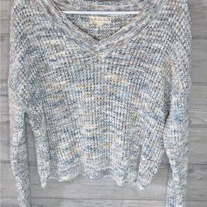 Cozy Marled V-Neck Women's Sweater - Neutral Mix